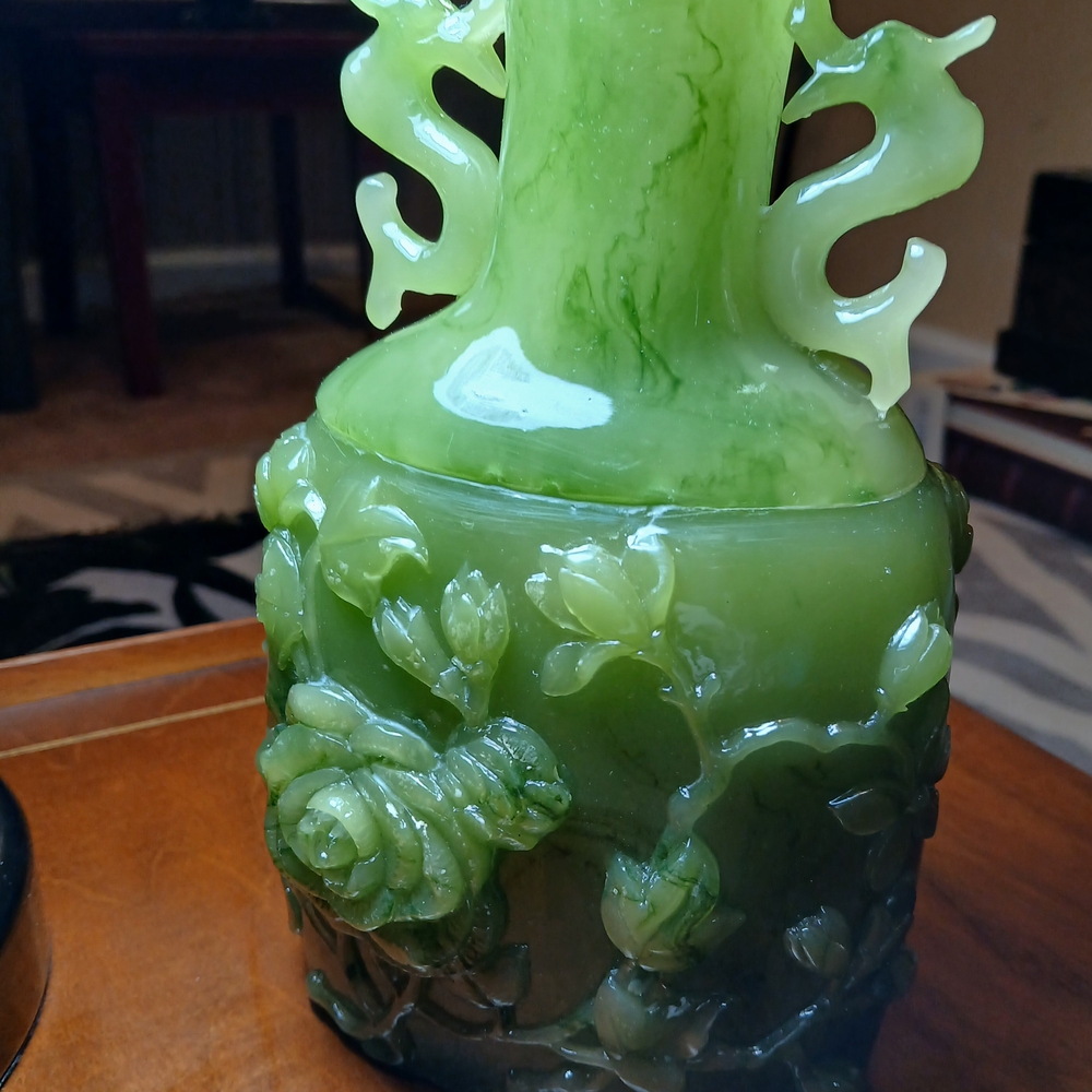 Intricate Green Jade Vase